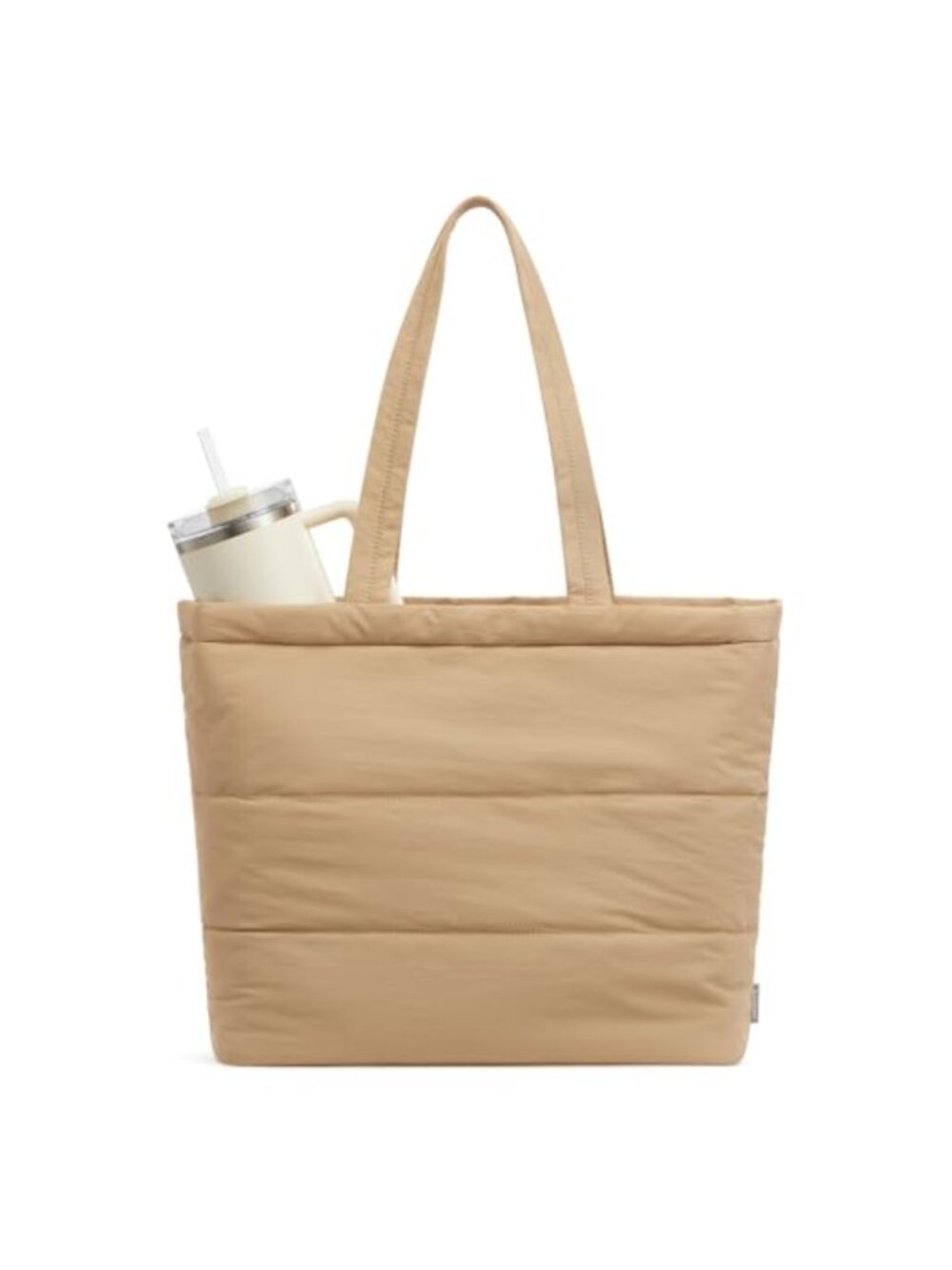 Puffer Tote Bag with Laptop Pocket Lightweight Nylon Travel Gym Shoulder Bag